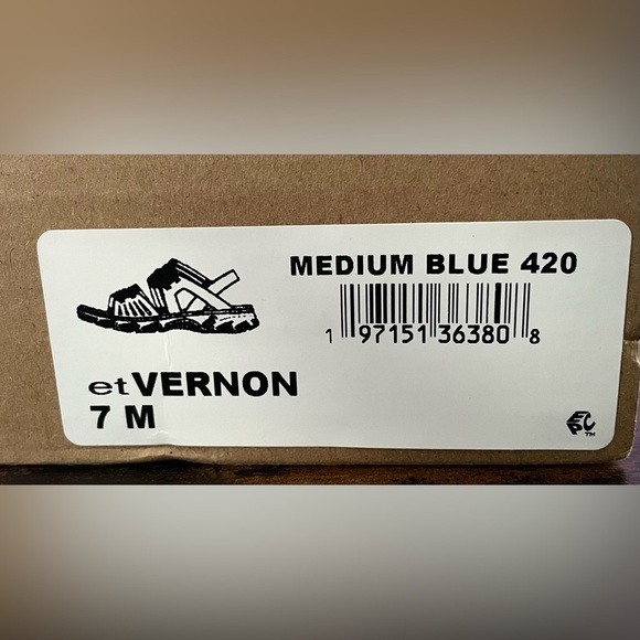 Earth Vernon Leather Blue Comfort Flat Sandals 7M Arch Support Shoe NWT & Box - Picture 13 of 15